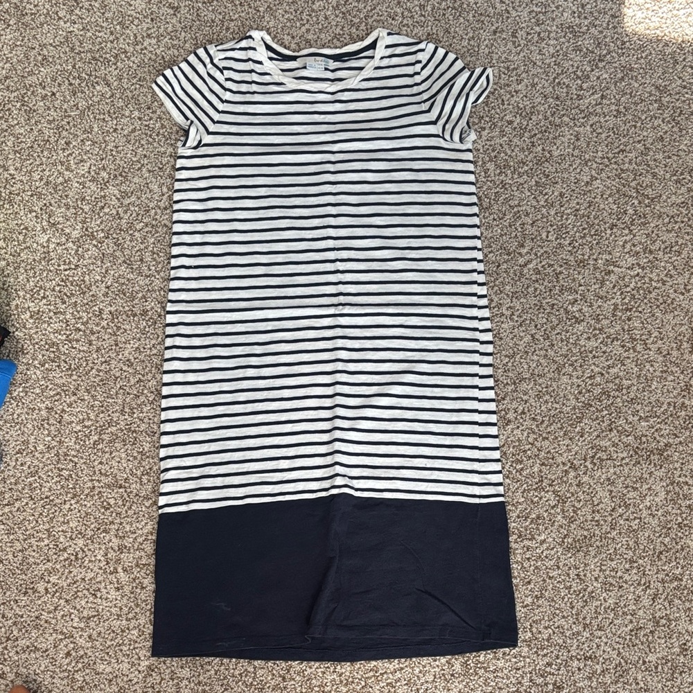 Boden Navy and White Striped Casual Dress